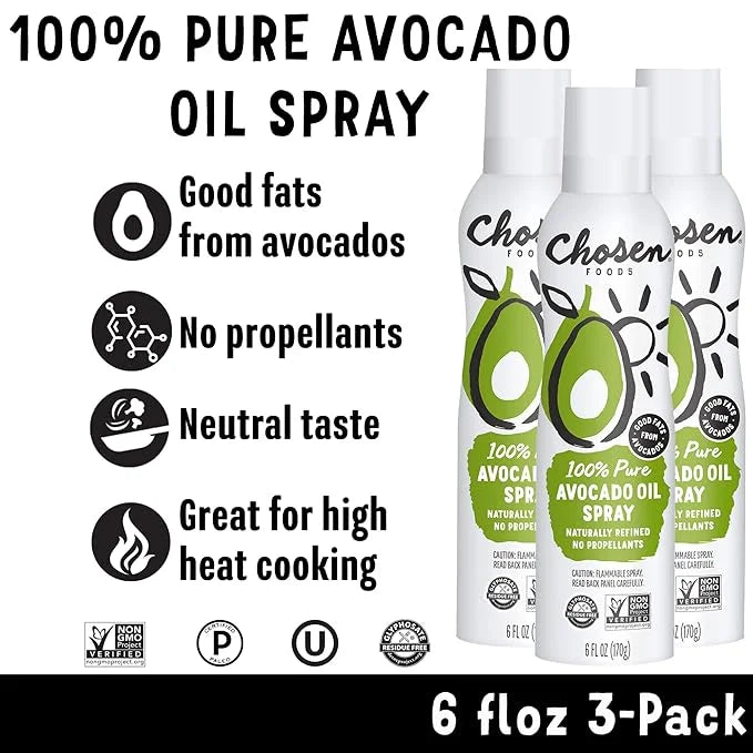 Chosen Foods 100% Pure Avocado Oil Spray, Keto and Paleo Diet Friendly, Kosher Cooking Spray for Baking, High-Heat Cooking...