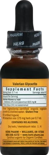 Herb Pharm Organic Valerian Root Liquid 1 Oz