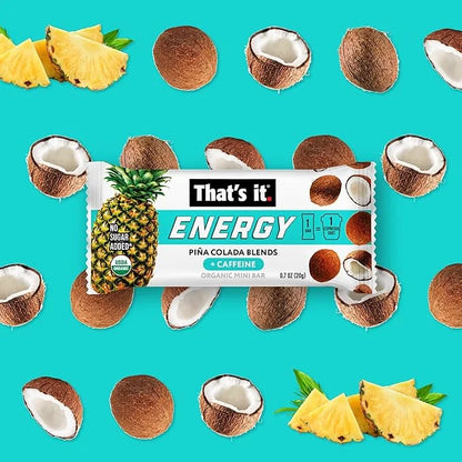 That's it. Piña Colada Caffeine Blends Energy Mini Bars Pineapple Coconut (15 Count) Allergy-Friendly, non-GMO, Gluten Fre...