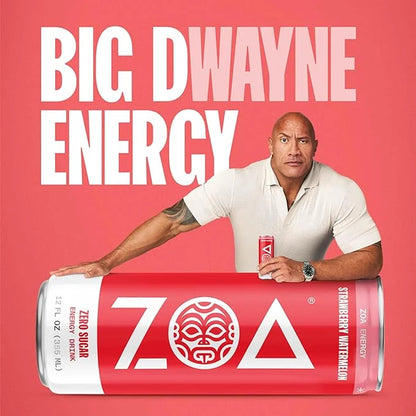 ZOA Zero Sugar Energy Drinks, Strawberry Watermelon - Sugar Free with Electrolytes, Healthy Vitamin C, Amino Acids, Essent...