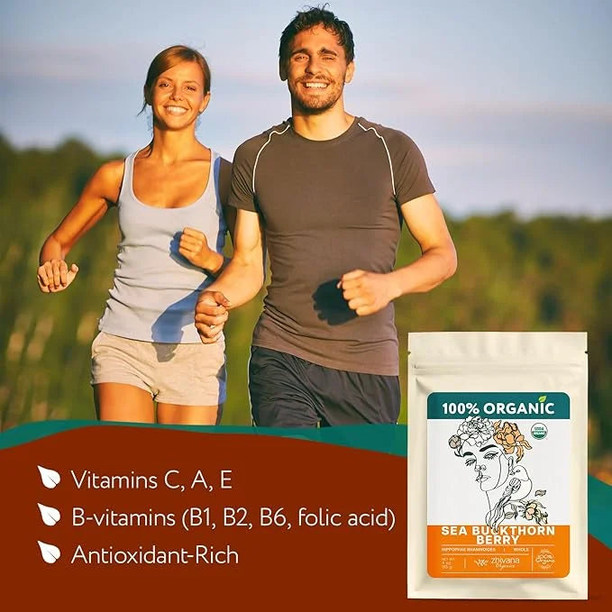 Organic Sea Buckthorn Berry Tea (PACK OF 2) - Seaberries Dried - Rich in Omega Fatty Acids, Antioxidants - Superfood Berri...