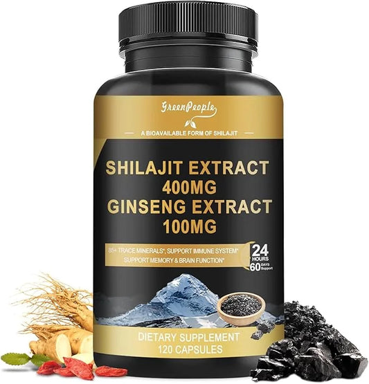 Shilajit 400mg with Ginseng, Maximum Potency 120 Count