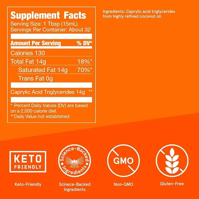 Bulletproof Brain Octane C8 MCT Oil, 16 Ounces, Keto Supplement for Sustained Energy and Fewer Cravings - Product Image