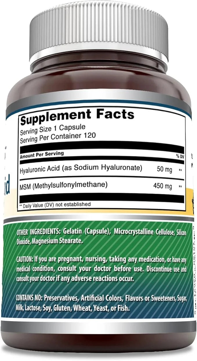 Amazing Formulas Hyaluronic Acid & MSM Supplement | 500 Mg | 120 Capsules | Non-GMO | Gluten-Free | Made in USA - Product ...
