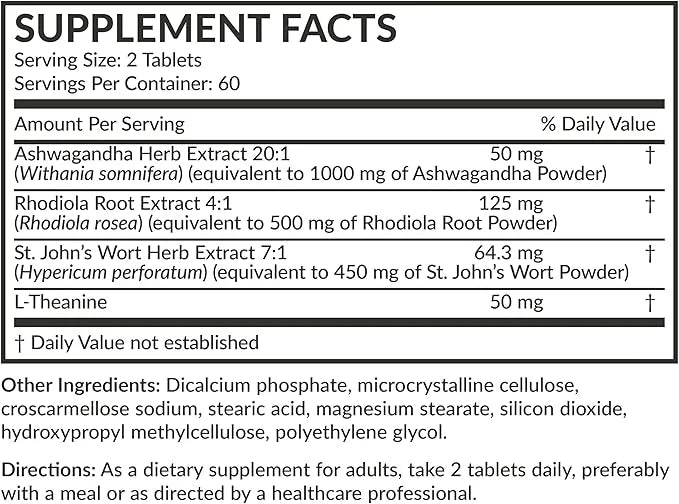 Futurebiotics Chill Pill + Ashwagandha, Rhodiola, St. John’s Wort, & L-Theanine - Non-GMO, 120 Vegetarian Tablets - Produc...