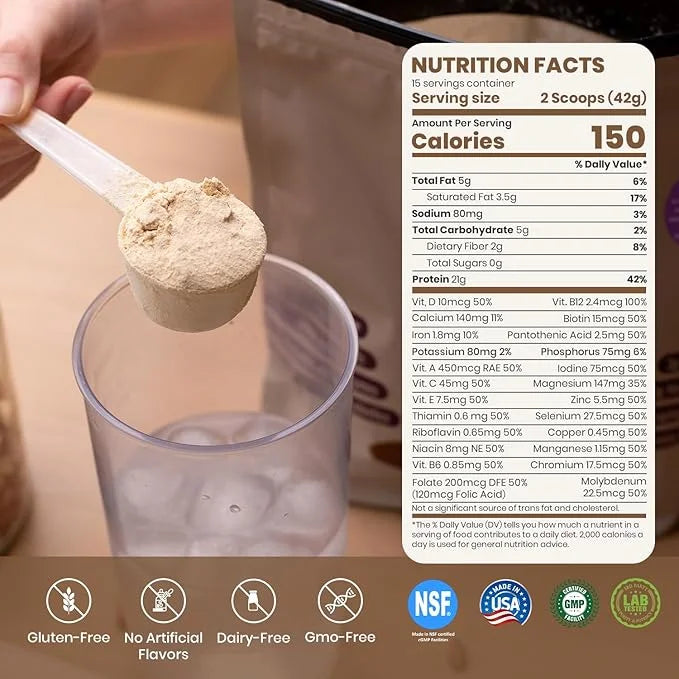 UpNourish Peanut Butter Vegan Protein Powder 54 Superfoods Powder,1.5 Billion CFU Probiotics 21g Plant Based Protein,No Su...