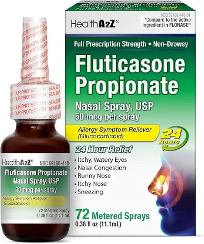 HealthA2Z® Fluticasone Propionate Nasal Spray| 50 24 Hour 72 Sprays 0.38 fl (11.1mL) |