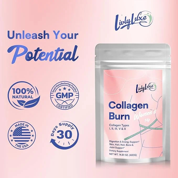 Collagen Burn Powder for Women - Weight Loss Supplements for Belly Fat Burning, Metabolism Booster, Designed for Effective...