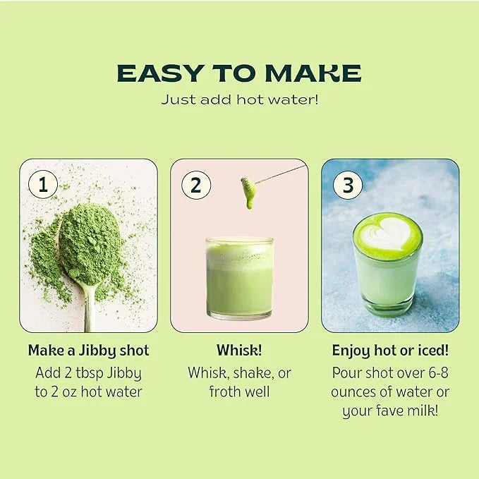 JIBBY Mushroom Matcha Super Latte - Ceremonial Grade Green Tea Organic Matcha Powder, Collagen, MCT Oil, Superfood Mushroo...