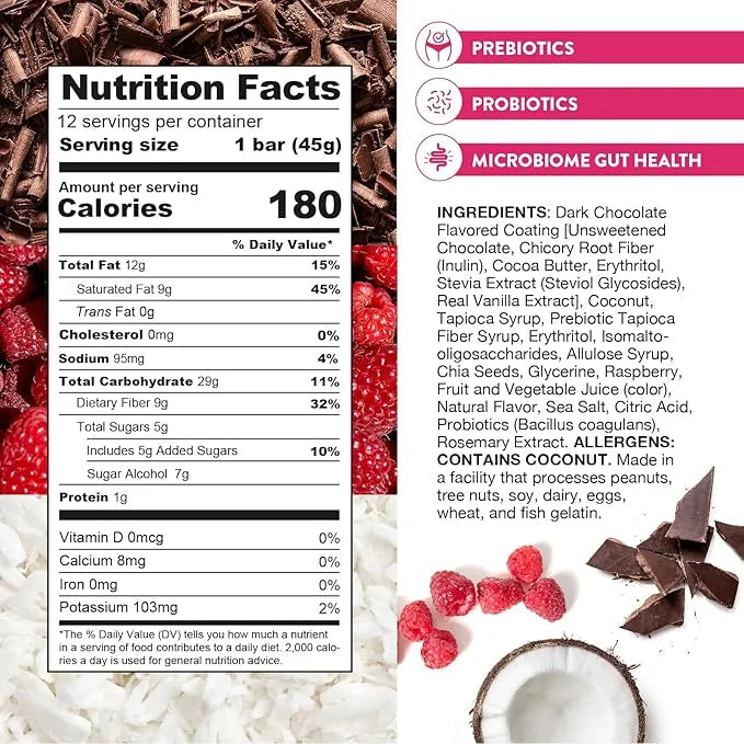 Truth Bar Prebiotic & Probiotic Keto Snack Vegan Bars with Omega-3's - Synbiotic High Fiber Snacks - Low Sugar, Kosher, Gl...