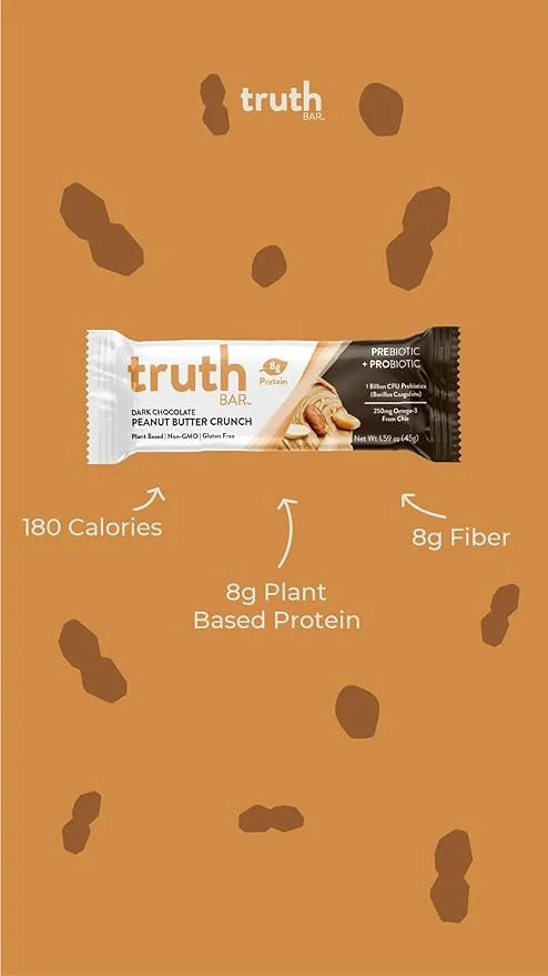 Truth Bar Prebiotic & Probiotic Keto Snack Vegan Bars with Omega-3's - Synbiotic High Fiber Snacks - Low Sugar, Kosher, Gl...