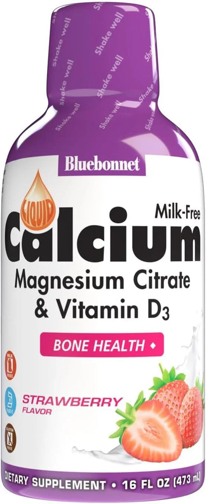 Bluebonnet Nutrition Liquid Calcium Citrate Calcium Citrate, Magnesium Citrate, Vitamin D3, Bone Health, Gluten Free, Soy ...