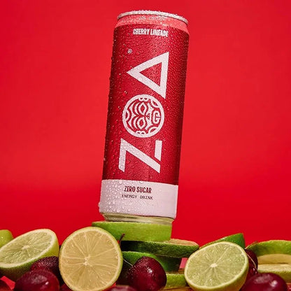 ZOA Zero Sugar Energy Drinks, Cherry Limeade - Sugar Free with Electrolytes, Healthy Vitamin C, Amino Acids, Essential B-V...