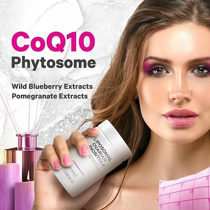 Codeage Liposomal Ovarian Inositol+ Supplement - Myo-Inositol & D-Chiro-Inositol 40:1 Blend, Folate 5-MTHF, CoQ10, Pomegra...