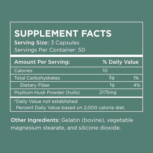 Daily Psyllium Husk Fiber Supplement by 2,175mg Per 150 Capsules