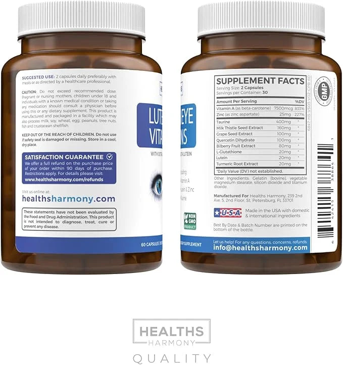 Lutein Eye Vitamins (Non-GMO) Vision Support 60 Capsules