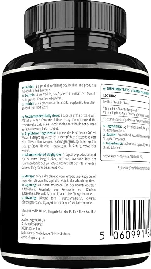 APOLLO'S HEGEMONY Lecithin 1200mg with Vitamin E 180 Softgel 6 Months