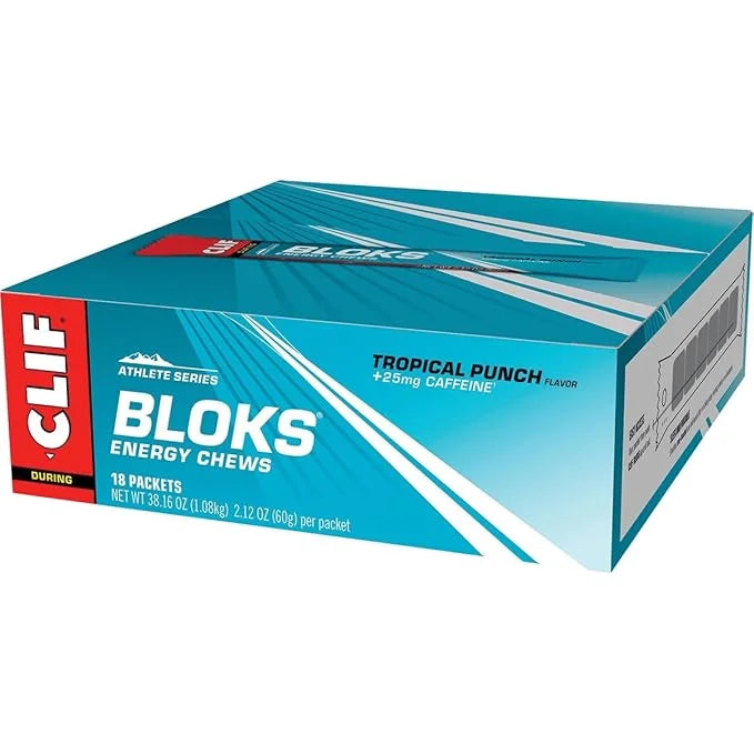 CLIF BLOKS - Tropical Punch Flavor with Caffeine - Energy Chews - Non-GMO - Plant Based - Fast Fuel for Cycling and Runnin...