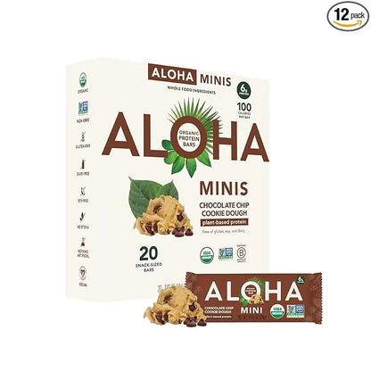 ALOHA Organic Plant Based Protein Bar MINIS |Chocolate Chip Cookie Dough| 20 Count, 24g Bars | Vegan, Low Sugar, Gluten Fr...