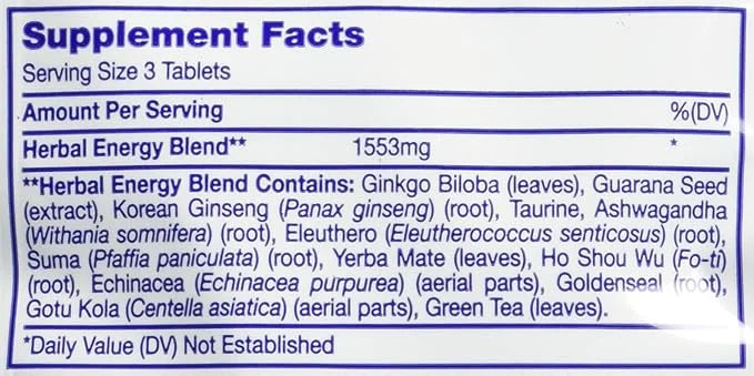 Ginko BILOBA Energy Pills 24 Packs 3 Tables