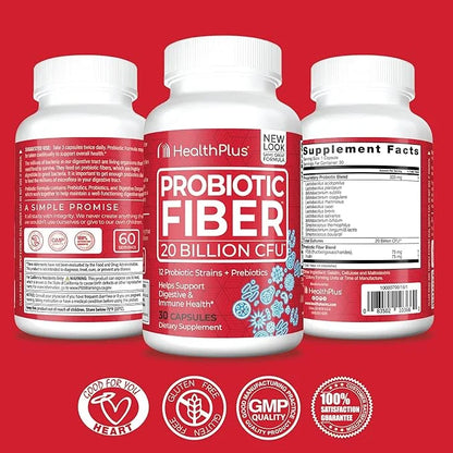 Health Plus Probiotic Fiber 30 Capsules, 30 Servings
