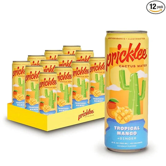 Pricklee Tropical Mango Cactus Water - Packed With Antioxidants, Electrolytes, Vitamin C - Natural Sports Drink for Immuni...