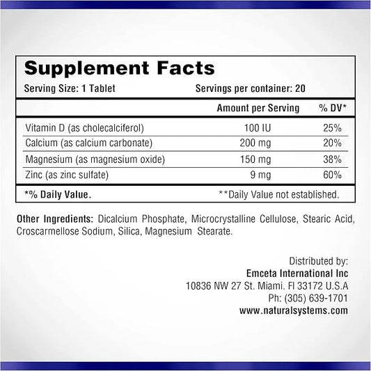 Calcium Magnesium Zinc Vitamin D Supplement 60 Tablets