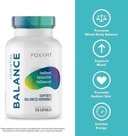 Essential Balance Hormonal Support and Vitamin Supplement for Women by Foxy Fit – Antioxidant, Healthy Skin & Hair for Dai...