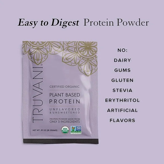 Truvani Vegan Pea Protein Powder | Unflavored | 20g Organic Plant Based Protein | 1 Serving | Keto | Gluten & Dairy Free |...