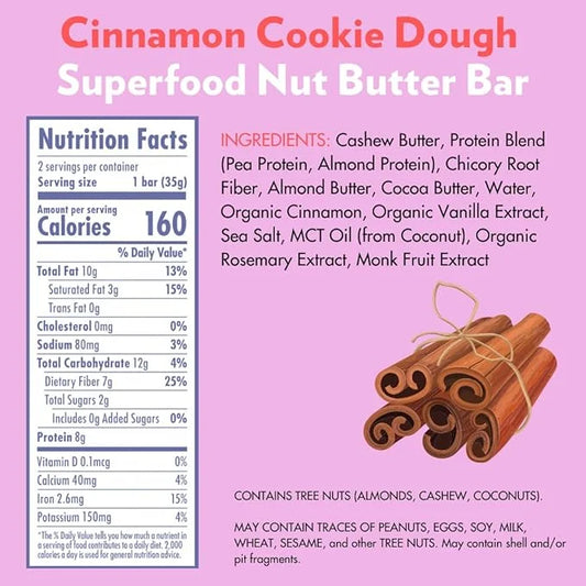 B.T.R. Bar Superfood Keto Protein Bars, Plant Based Vegan Protein, Low Carb Food, Low Calorie, Gluten Free, No Sugar Alcoh...