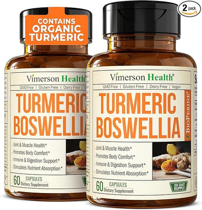 Turmeric Supplement with 65% Boswellia Extract Capsules - Turmeric Curcumin Supplement 95% Curcuminoids - Boswellia Serrat...