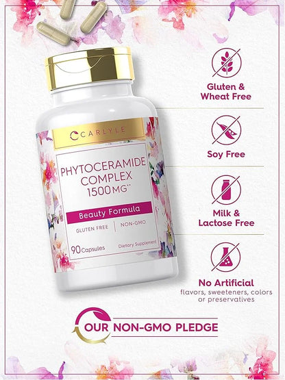 Carlyle Phytoceramide Supplement 1500mg | 90 Capsules | with Organic Sweet Potato | Beauty Formula Complex | Non-GMO and G...