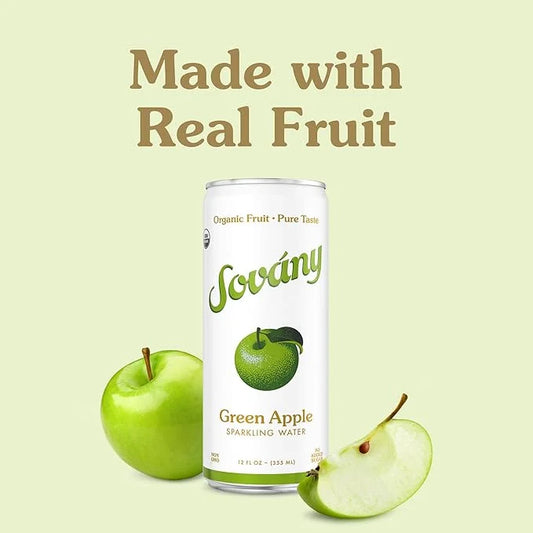 Sovány Sparkling Water, Green Apple, Seltzer Water Drinks, USDA Organic, Made With Real Fruit, Non-GMO, Vegan, No Added Su...