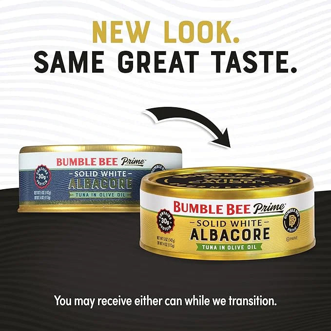 Bumble Bee Prime Solid White Albacore Tuna in Olive Oil, 5 oz Cans (Pack of 12) - Premium Wild Caught Tuna - 30g Protein p...