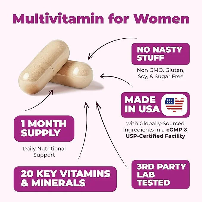Multivitamin for Women - Daily Womens Multivitamin & Multimineral with Vitamin A, C, D, E, B12, Zinc and More Vitamins for...