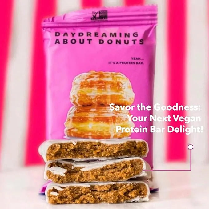 TRUBAR Vegan Protein Bar, Daydreaming About Donuts, Gluten Free, Plant Based Protein, Dairy Free, Non GMO, Soy Free, No Su...