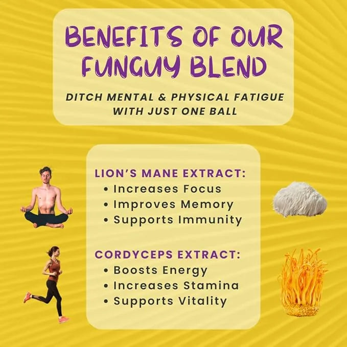 ODD BALLS Organic Energy Balls Lemon - Superfood Mushroom Snack - Running, Cycling, Hiking - Gels, Bars Alternative - Lion...