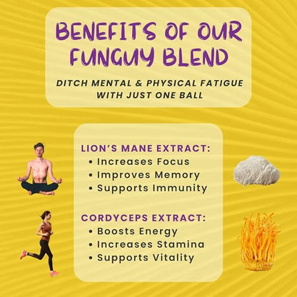 ODD BALLS Organic Energy Balls Lemon - Superfood Mushroom Snack - Running, Cycling, Hiking - Gels, Bars Alternative - Lion...
