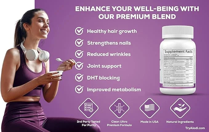 Super Collagen 1000mg, Biotin 10000mcg, Keratin 250mg, Hyaluronic 500mg -
