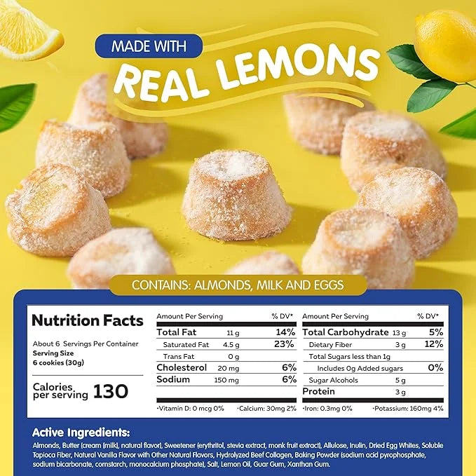 SINLESS SNACKS Keto Cookies Snack, Italian Wedding Lemon Cookies, Zesty Lemon Shortbread Cookies, Gluten-Free Italian Cook...