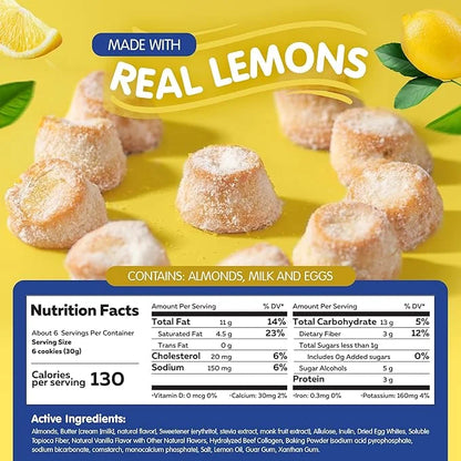 SINLESS SNACKS Keto Cookies Snack, Italian Wedding Lemon Cookies, Zesty Lemon Shortbread Cookies, Gluten-Free Italian Cook...