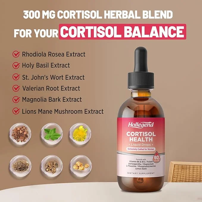 Cortisol Supplement Liquid Drops, Lower Cortisol Supplements for Women, 16 in 1 Cortisol Reducer w. Ashwagandha, Magnesium...