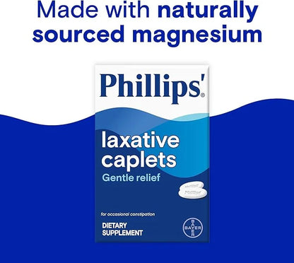 Phillips' Laxative Caplets, With Naturally Sourced Magnesium Supplement for Gentle Relief of Occasional Constipation, Cram...