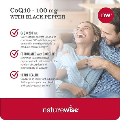 NatureWise CoQ10 100mg Softgels, High Absorption CoQ10 with 30 Softgels[1-Month Softgels[1-Month Supply]