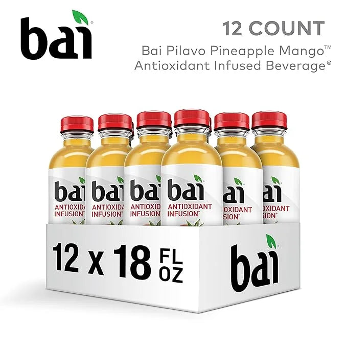 Bai Pilavo Pineapple Mango, Antioxidant Infused Beverage, 18 fl oz Bottles (Pack of 12) - Product Image