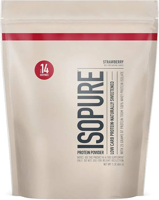 Isopure Low Carb 100% Pure Whey Isolate Protein Powder, Lactose Free, Gluten Free, With Vitamins, Strawberry, 25g Protein ...