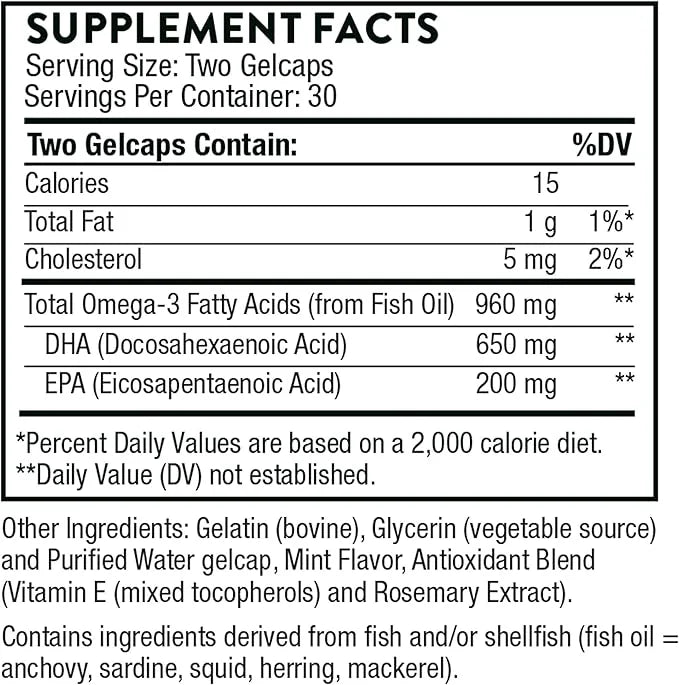 THORNE Prenatal DHA 650 mg 200 mg 60 Capsules