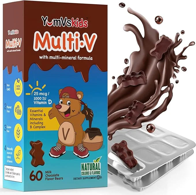 YUM-V'S - Kids Multivitamin Chewable Chocolate Bears - Multivitamin for Kids Supplement - 16 Vitamins & Minerals - Vitamin...