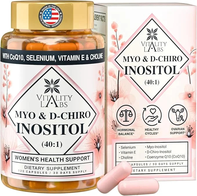 Myo-inositol & D-chiro Inositol Supplement for Women - Ideal 40:1 Ratio Complex for Fertility, Hormonal Balance, Menstrual...