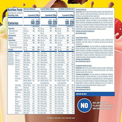 Carnation Breakfast Essentials Complete Nutritional Drink Rich Milk Chocolate / Classic French Vanilla / Strawberry Sensat...